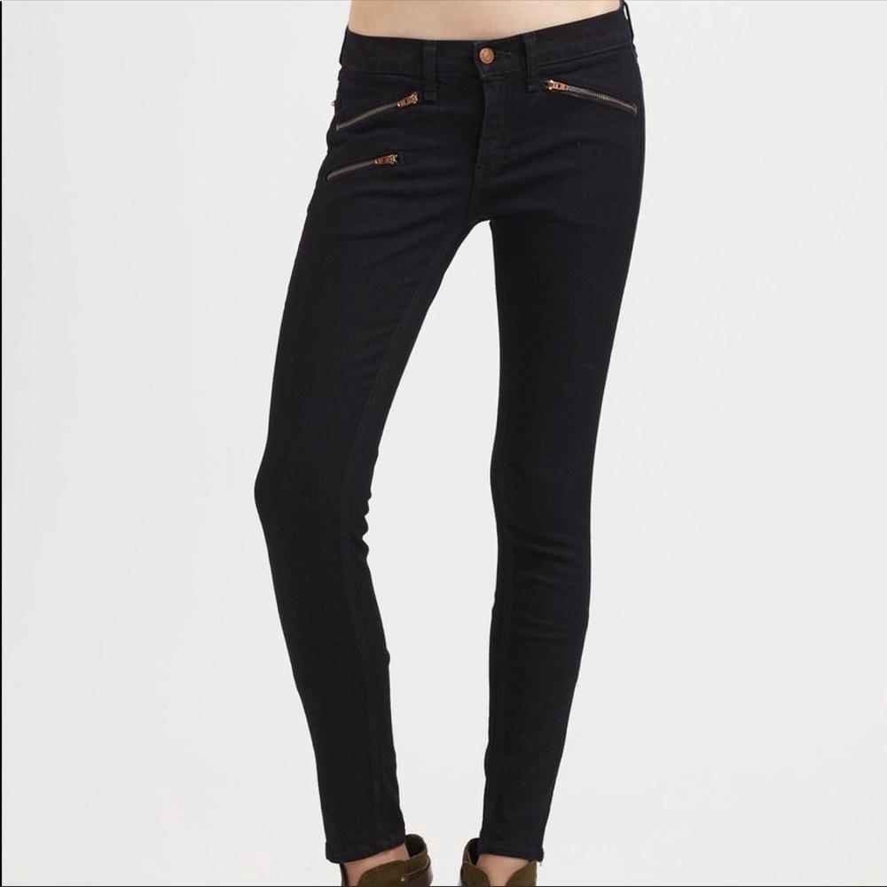 RAG & BONE SKINNY ZIPPERS IN COPPER MIDNIGHT SIZE 30 very dark blue